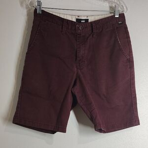 Vans Men's Dark Red (Burgundy)Flat Front Shorts